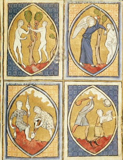 Fol.93r La historia de Adán y Eva, de Image du Monde de French School