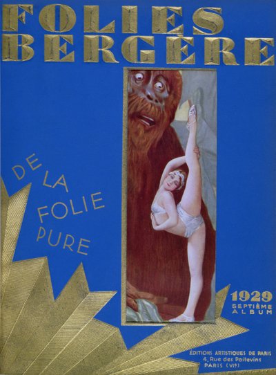 Programa de Folies Bergere para la revista De la Folie Pure, inspirada en la película King Kong, y protagonizada por Glenn Ellyn, 1929 de French School