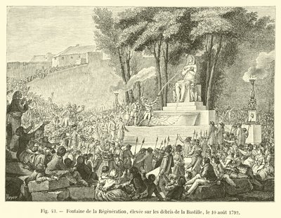 Fuente de la Regeneración, erigida sobre los escombros de la Bastilla, el 10 de agosto de 1792 de French School
