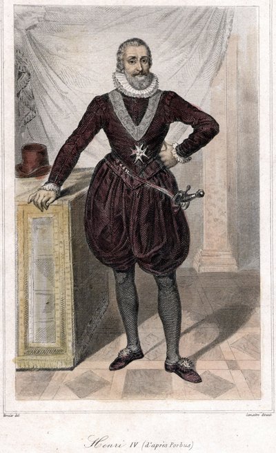 Retrato de cuerpo entero de Enrique IV (1553 - 1610) con una espada. de French School