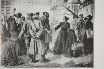 Removiendo por la fuerza a civiles franceses de Lille a colonias de trabajo alemanas, 1914-19 de French School