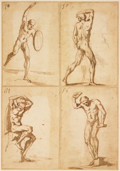 Cuatro estudios de desnudos masculinos de French School
