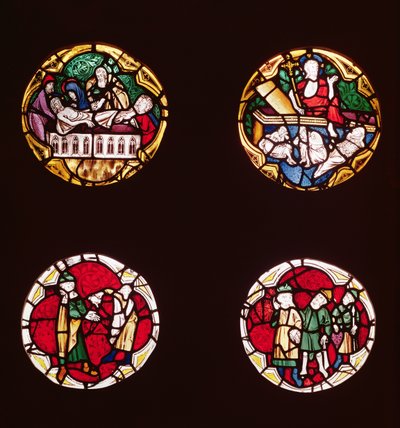 Cuatro vidrieras que representan escenas de la Vida de Cristo, de la Capilla del Rosario de French School