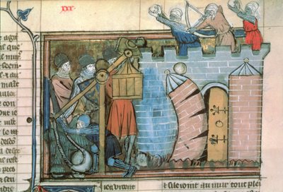 Un ataque a una ciudad durante las Cruzadas, de Le Roman de Godefroi de Bouillon de French School