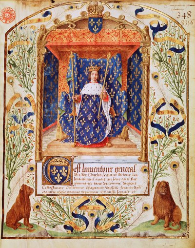 Frontispicio de un inventario del tesoro perteneciente a Carlos V de Francia, 1379 de French School