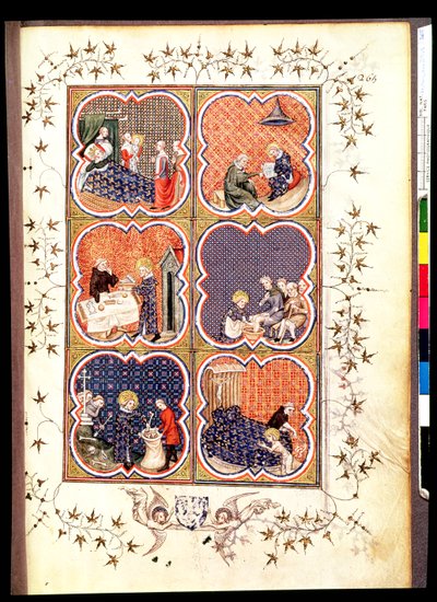 Seis escenas de la vida de San Luis (1215-70), de las Grandes Crónicas de Francia, 1375-79 de French School
