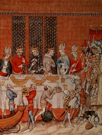 Escena de banquete, de las Grandes Crónicas de Francia, 1375-79 de French School