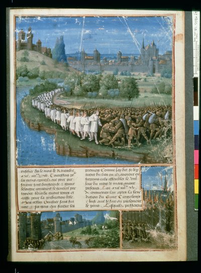 Fr 5594 f.19 La Primera Cruzada de Pedro el Ermitaño, de Passages faits Outremer escrito por Sebastien Mamerot, c.1490 de French School