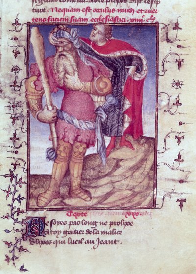 Ulises perforando el ojo del cíclope, de la Epitre d