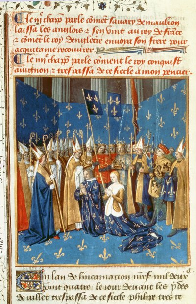 Coronación de Luis VIII (1187-1226) y Blanca de Castilla en Reims en presencia del Rey de Jerusalén de French School