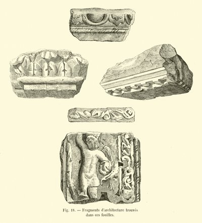Fragmentos de arquitectura encontrados en estas excavaciones de French School