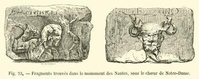 Fragmentos encontrados en el monumento de los Nautas, bajo el coro de Notre-Dame de French School