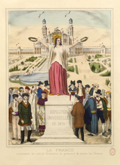 Francia coronando las artes y la industria con coronas de laurel en la Exposición Universal de 1878 en París de French School