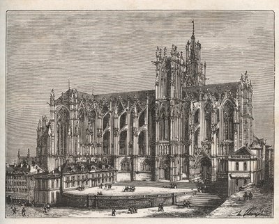 Francia, Lorena, Mosela (57), Metz: La catedral de San Esteban de Metz - grabado en “La France illustree: geographie, histoire, administration statistique” por V.-A. Malt-Brown. 1884 de French School