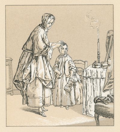 Traje del siglo XVIII en Francia de French School