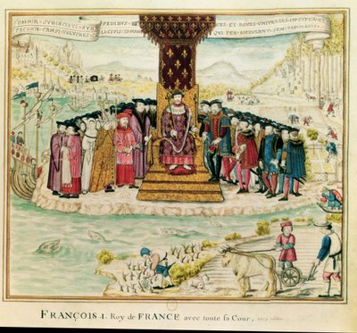 Francisco I (1494-1547) rodeado por su corte, c.1630 de French School