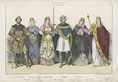 Reyes y reinas francos de la dinastía carolingia de French School
