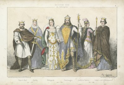 Reyes y reinas francos de la dinastía carolingia de French School