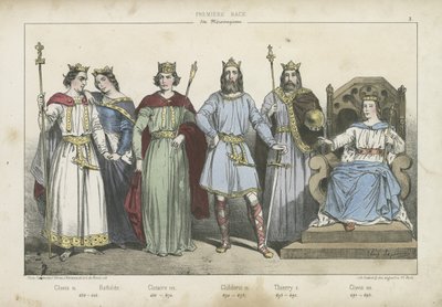 Reyes y reinas francos de la dinastía merovingia de French School