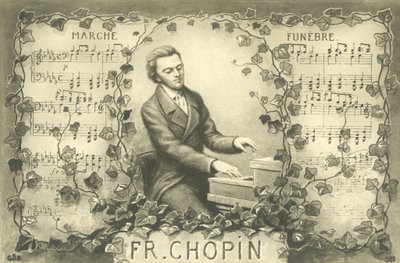 Frederic Chopin y su Marcha Fúnebre (litografía) de French School