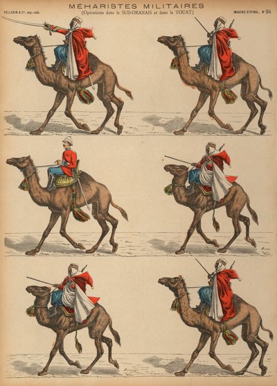 Ejército francés Meharistas (caballería de camellos) en Argelia de French School