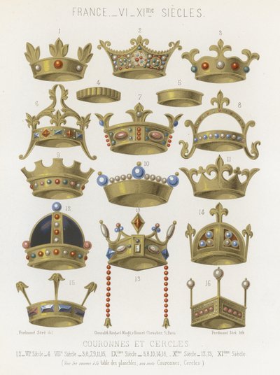 Coronas francesas del siglo VI al siglo XI de French School