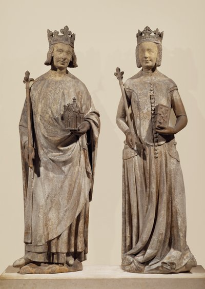 El rey francés Carlos V y Juana de Borbón (piedra) de French School