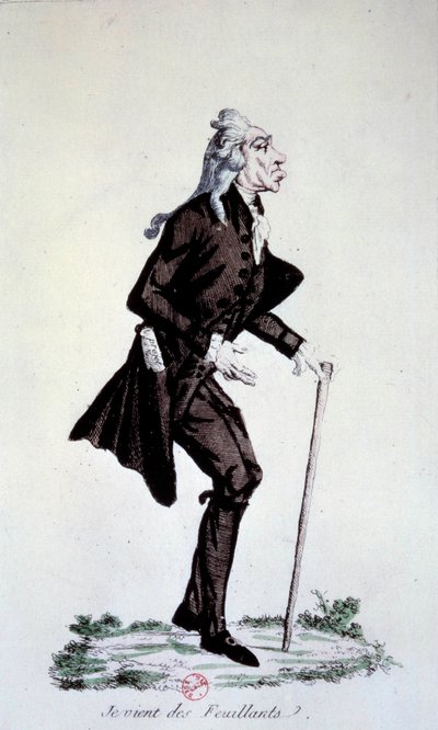 Revolución Francesa: Caricatura sobre los jacobinos en el momento de la escisión del movimiento "J