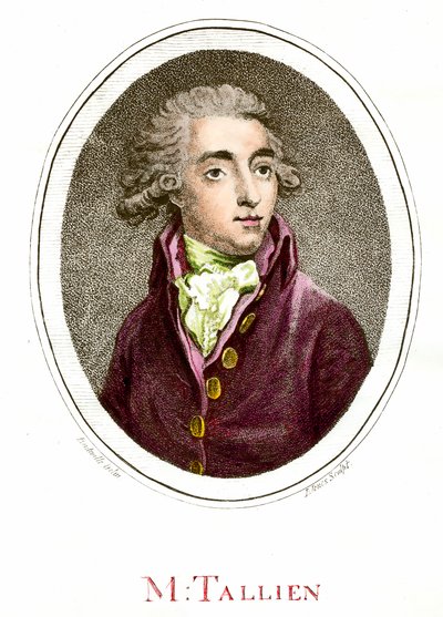 Revolución Francesa: Retrato de Jean Lambert (Jean-Lambert) Tallian (1767-1820) revolucionario francés. Grabado del siglo XVIII. Colección privada de French School