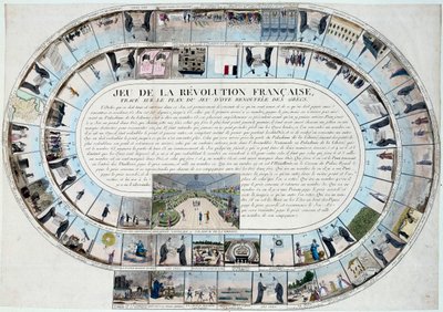 Revolución Francesa: juego de la oca a finales del siglo XVIII con las principales etapas de la Revolución de French School