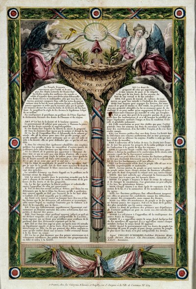Revolución Francesa: cartel de la declaración de los derechos humanos de French School
