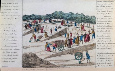 Revolución Francesa: los obreros de los Campos de Marte en 1789 en París. París, Museo Carnavalet de French School