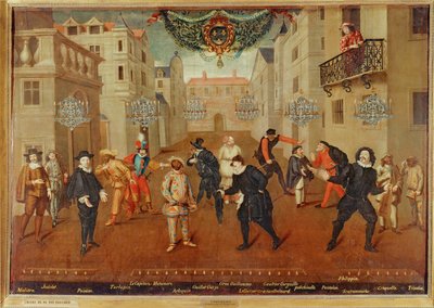 Cómicos franceses e italianos ... (pintura sobre lienzo) de French School