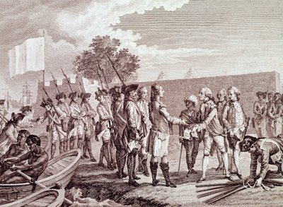 Desembarco del ejército francés en Saint-Louis de Senegal de French School