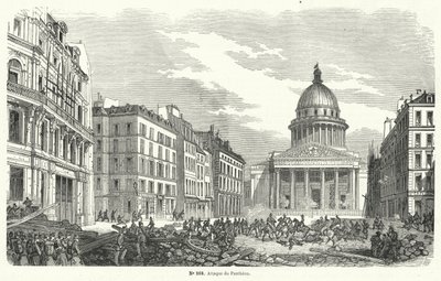 Tropas del ejército francés atacando a los insurgentes que ocupan el Panteón, París, 24 de junio de 1848 (grabado) de French School