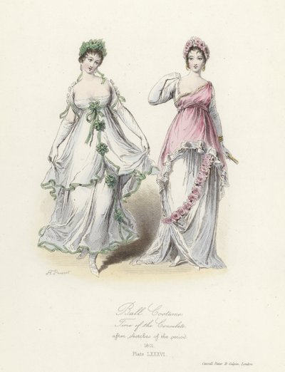Traje de baile francés, época del Consulado de French School