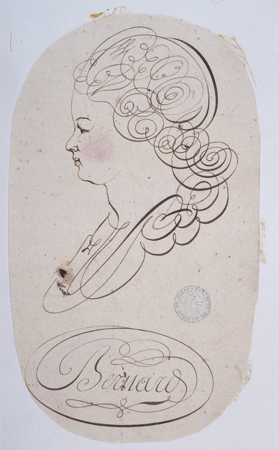 Caligrafía francesa: Retrato de una persona joven ejecutado por Bernard de París alrededor de 1780. de French School