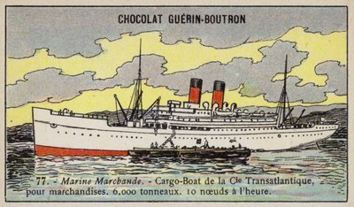 Barco de carga francés de la Compagnie Transatlantique de French School