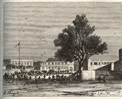 Colonias francesas en África - Place du gouvernement en Gorée - grabado en "La Francia ilustrada: geografía, historia, administración estadística" por V.A. Malt-Brown. 1884 de French School