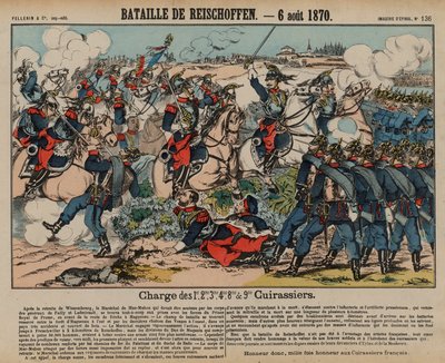 Coraceros franceses cargando contra la infantería prusiana en la Batalla de Reichshoffen, Guerra Franco-Prusiana, 6 de agosto de 1870 de French School