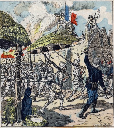 Expedición francesa a Dahomey (ahora Benín). Las tropas francesas entraron en Abomey el 17 de noviembre de French School