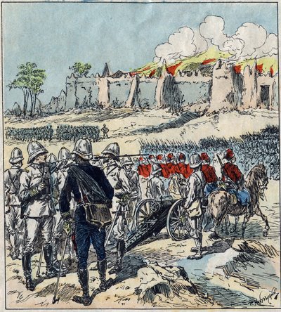Expedición francesa a Dahomey (actual Benín). El General Dodds formando sus columnas de ataque antes de Abomey de French School