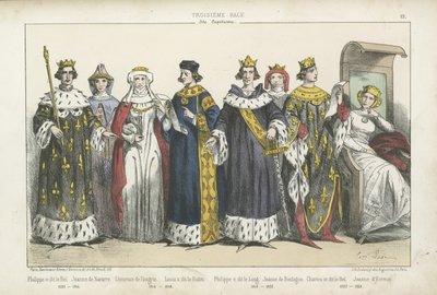 Reyes y reinas franceses de los siglos XIII y XIV de French School