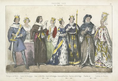 Reyes y reinas franceses de los siglos XIV y XV de French School