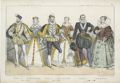 Reyes y reinas franceses de los siglos XVI y XVII de French School