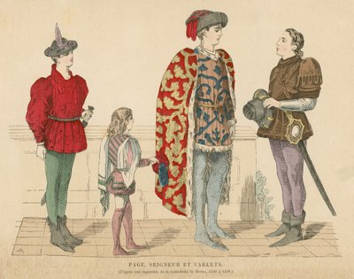Señor francés y sirvientes, mediados del siglo XV de French School