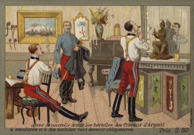 Soldados franceses con tirantes de French School