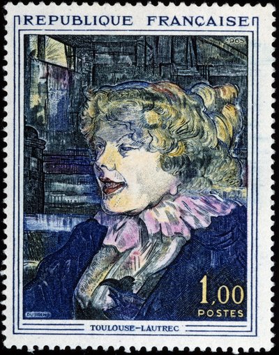 Sello francés con pintura de Toulouse Lautrec de French School
