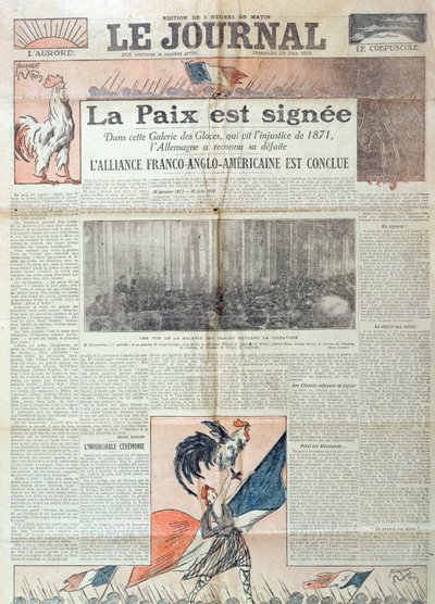 Portada de Le Journal celebrando la firma del Tratado de Versalles el 28 de junio de 1919, 29 de junio de 1919 de French School