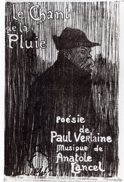 Portada de la partitura Le Chant de la pluie, de un poema de Paul Verlaine, 1844 de French School